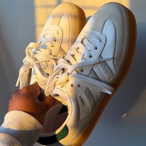 adidas Kids White and Tan Sneakers